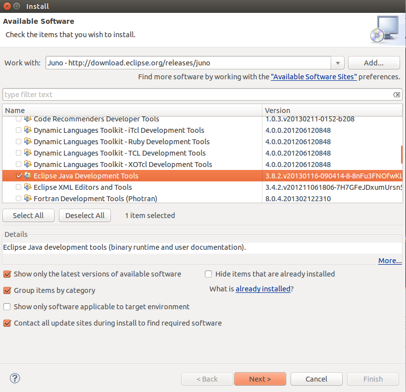 Install Eclipse Java Development Tools